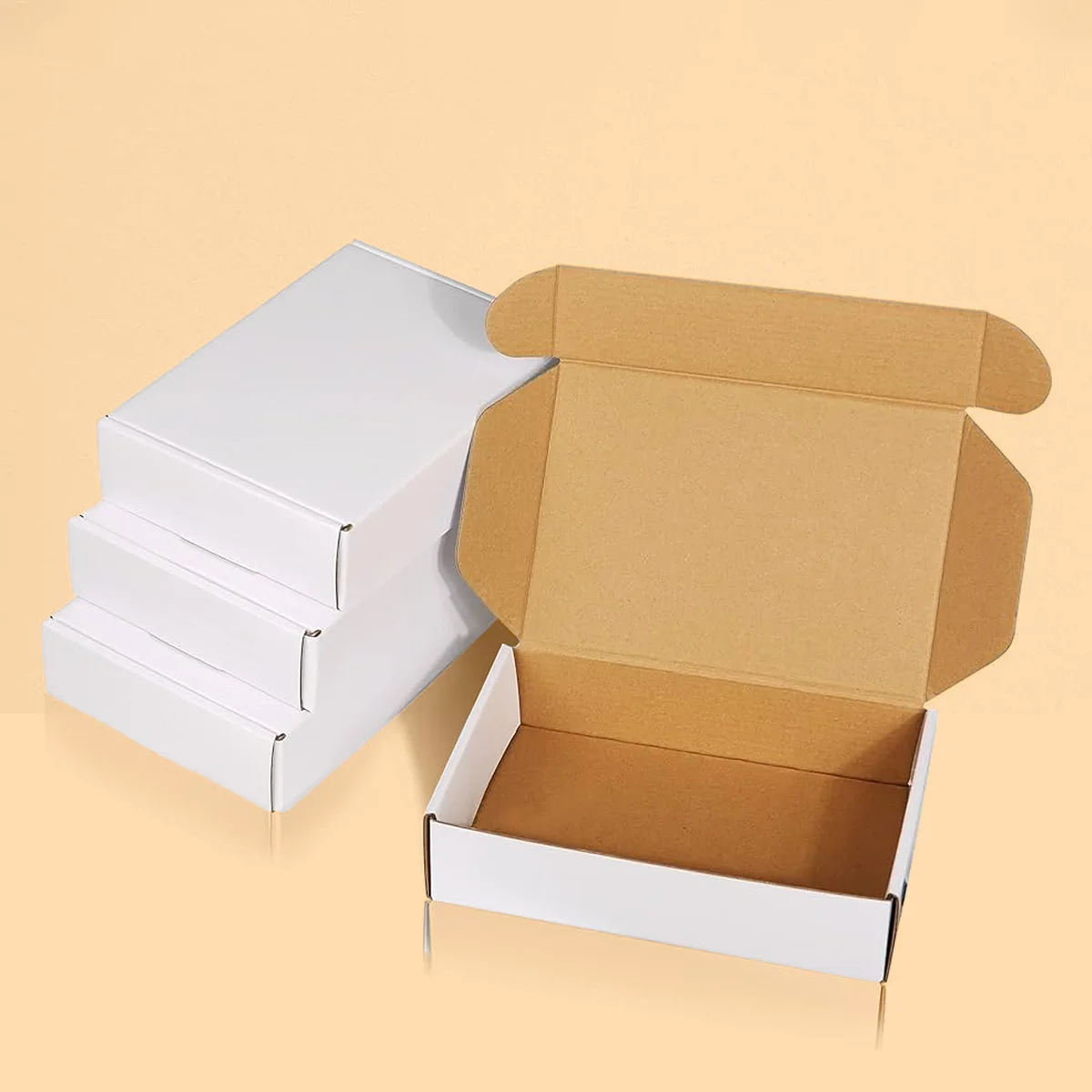 white cardboard boxes