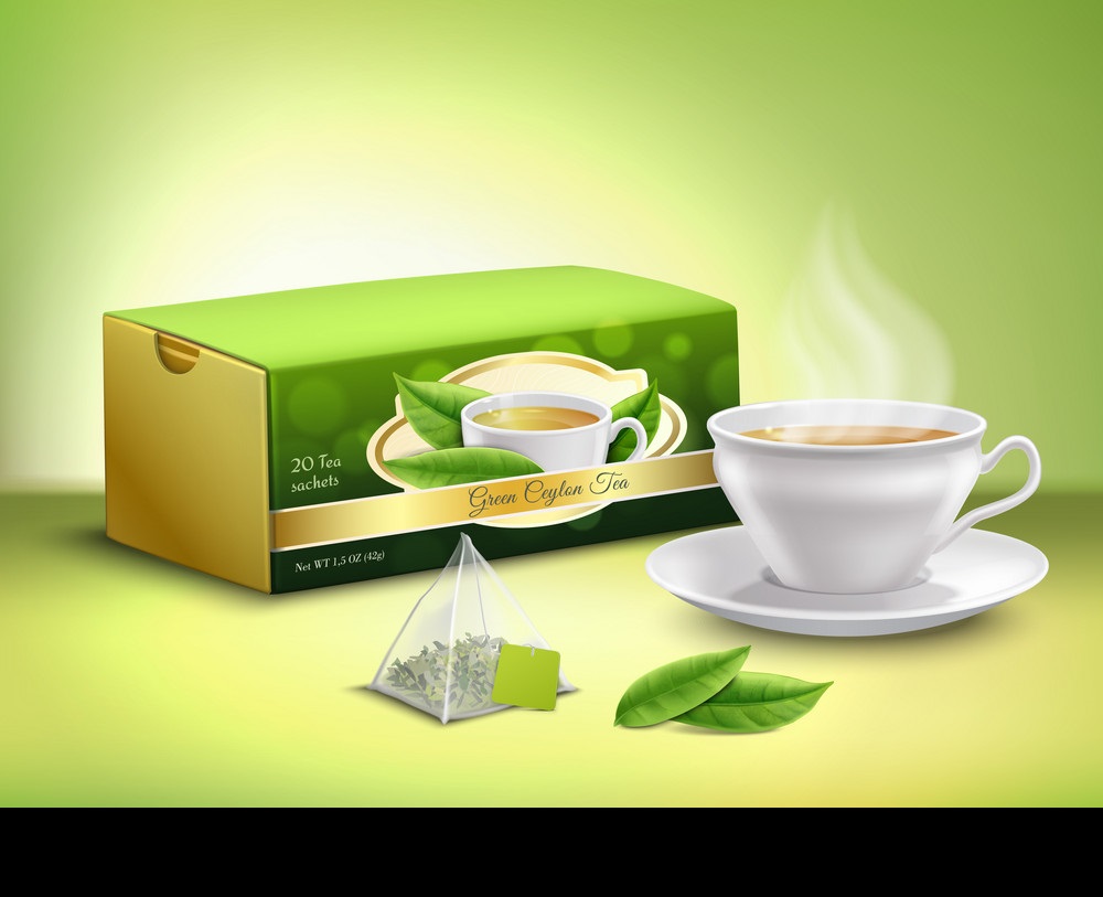 Green Tea Packaging Realistic Design